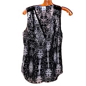 SW3 Bespoke Black Print Silk Top. S